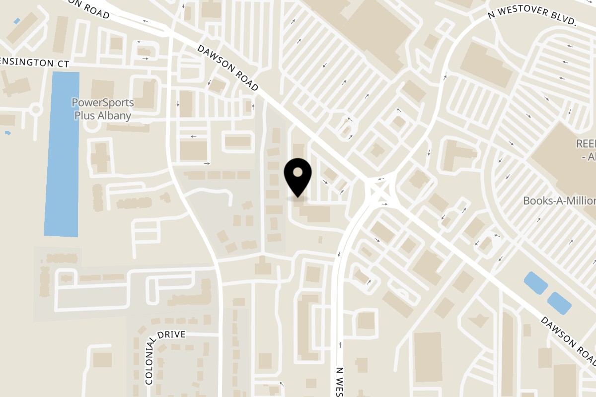 Map showing the location of My Pie Pizza Albany on 2700 Dawson Rd in Albany